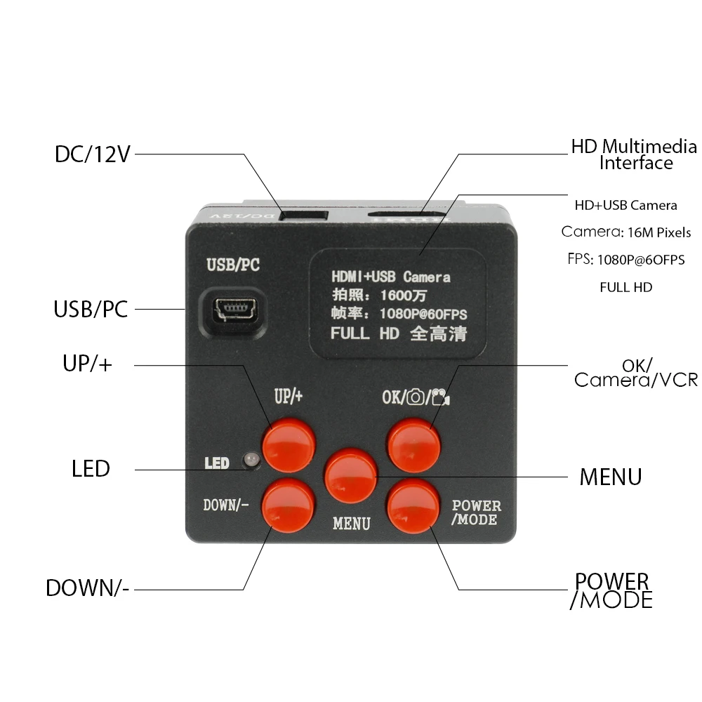 Цифровой электронный микроскоп USB с подсветкой 16 м пикселей 130X 1080P поддержка