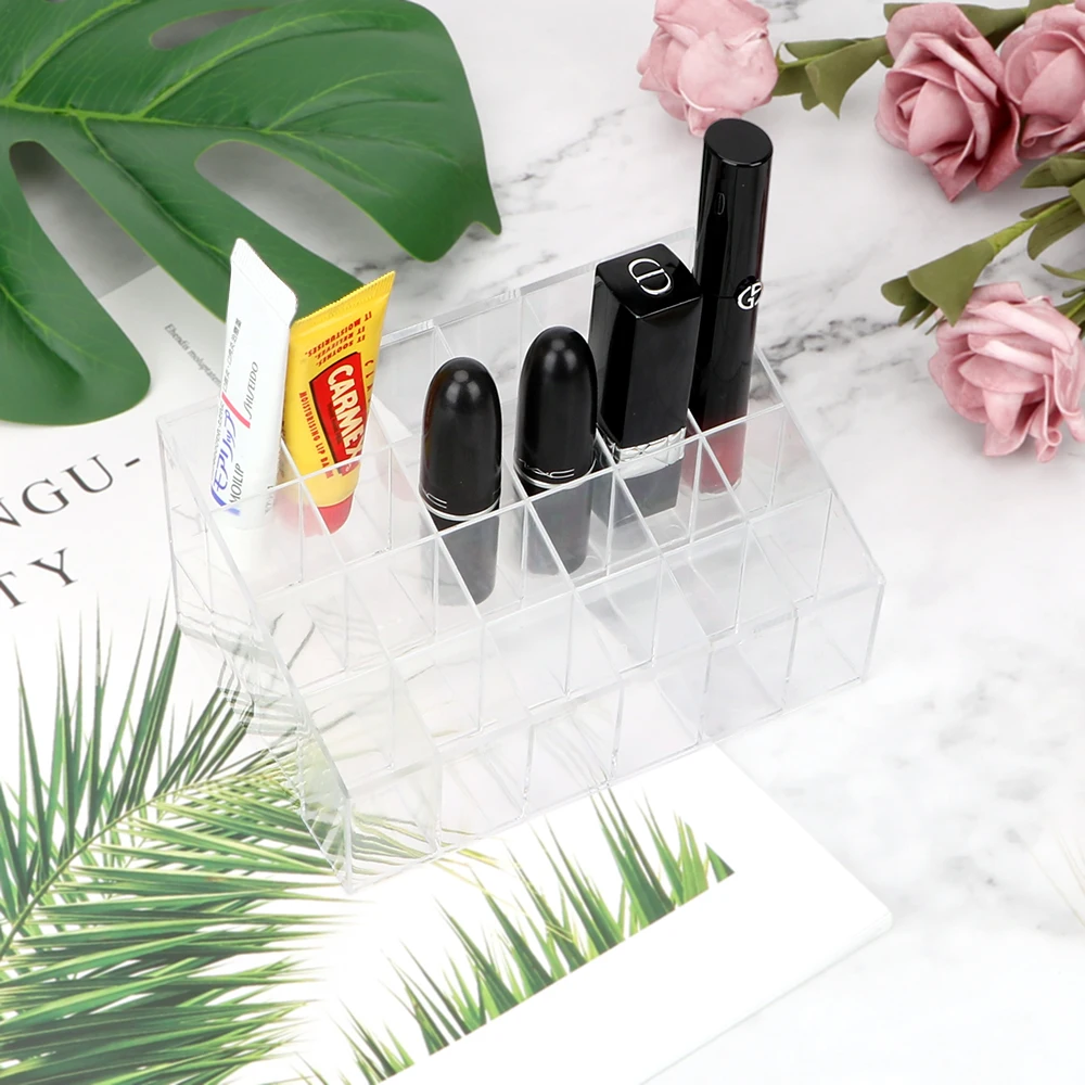 

24 Compartment Lipstick Storage Box Cosmetic Box Make Up Storage Holder Cosmetic Display Stand Storage Tools