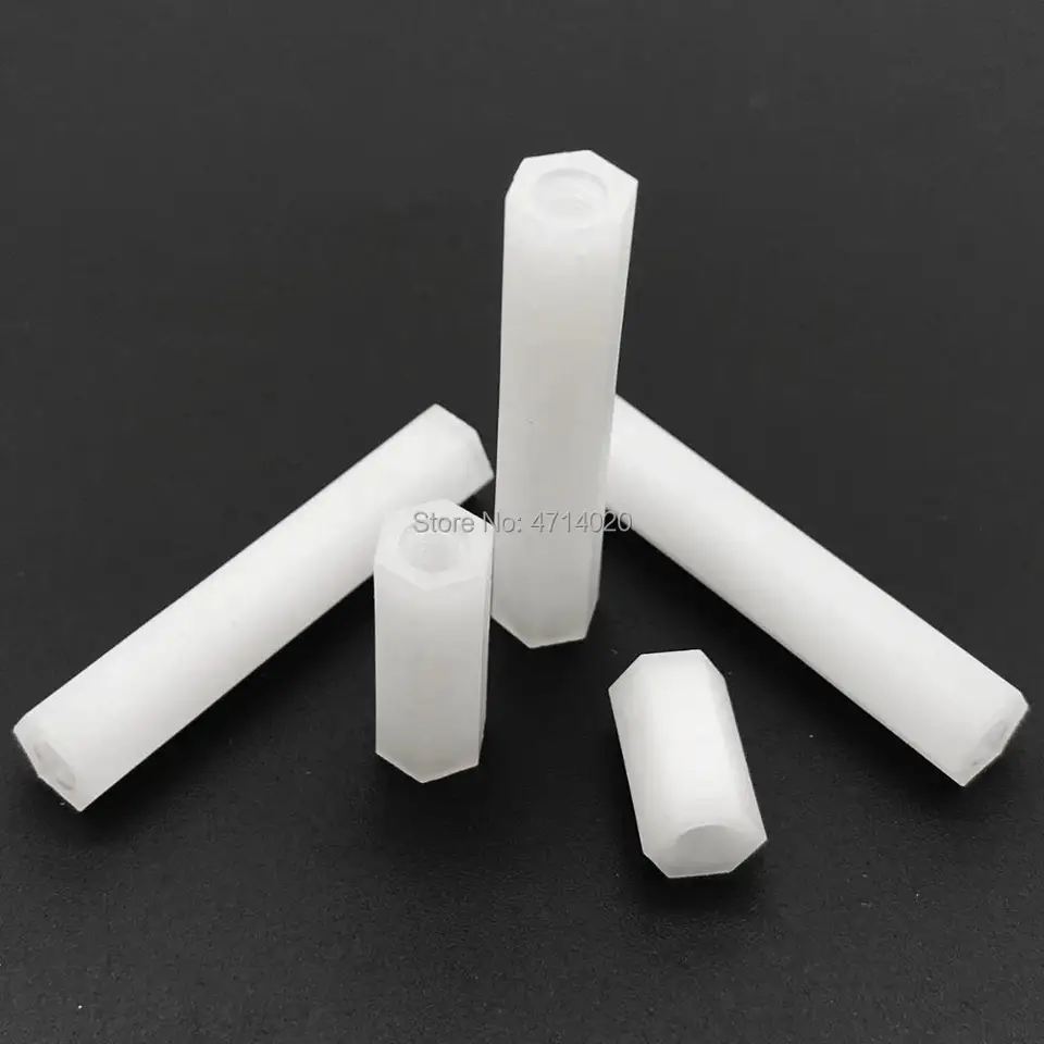 Size: M4, Length: 28mm, Color: White Screw 50 pcs M3 M4 Hex Nylon Standoff Spacer Column Flat Head Screws White