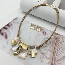 Ожерелье-чокер в форме нескольких квадратов, модный хрустальный кулон& ожерелье s для женщин, ошейники Colar Femme, вечерние, подарок