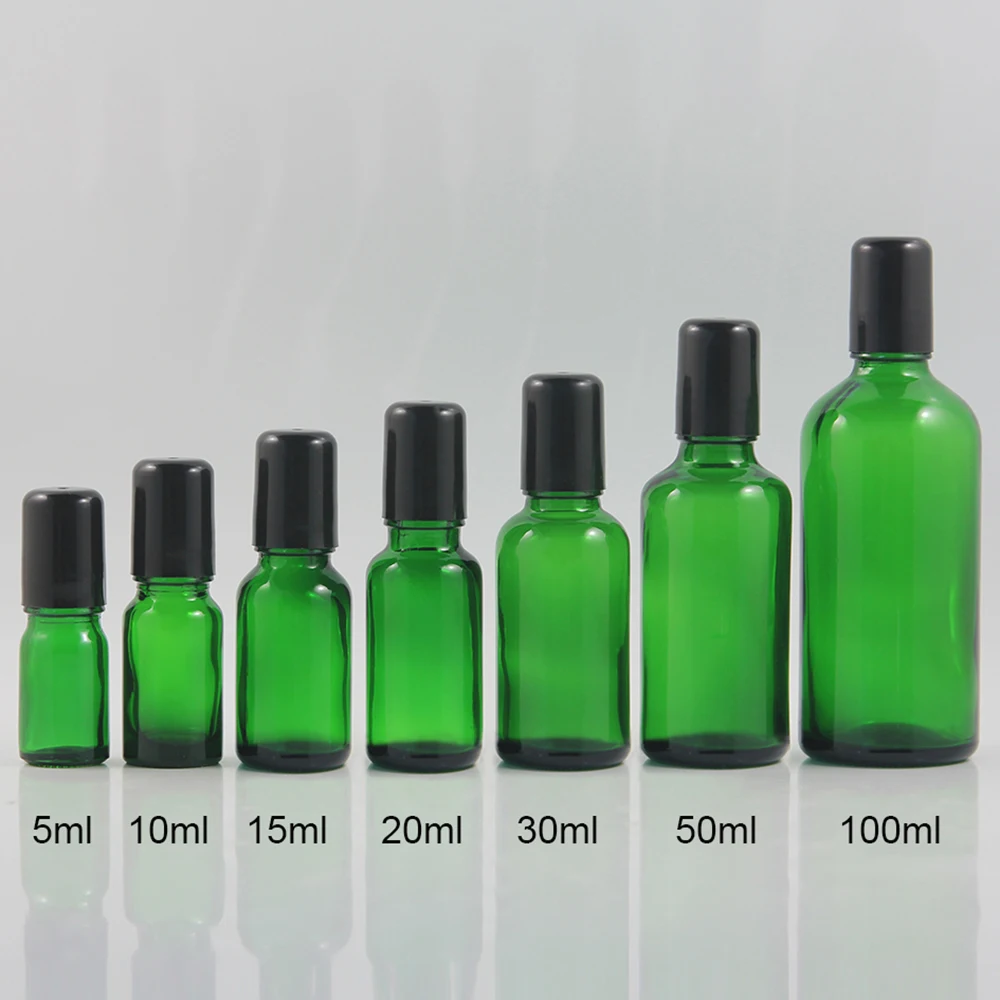 50 мл Духи Стекло рулон на бутылке с стекло/металлический шар зеленый ролик флаконы для эфирных масел