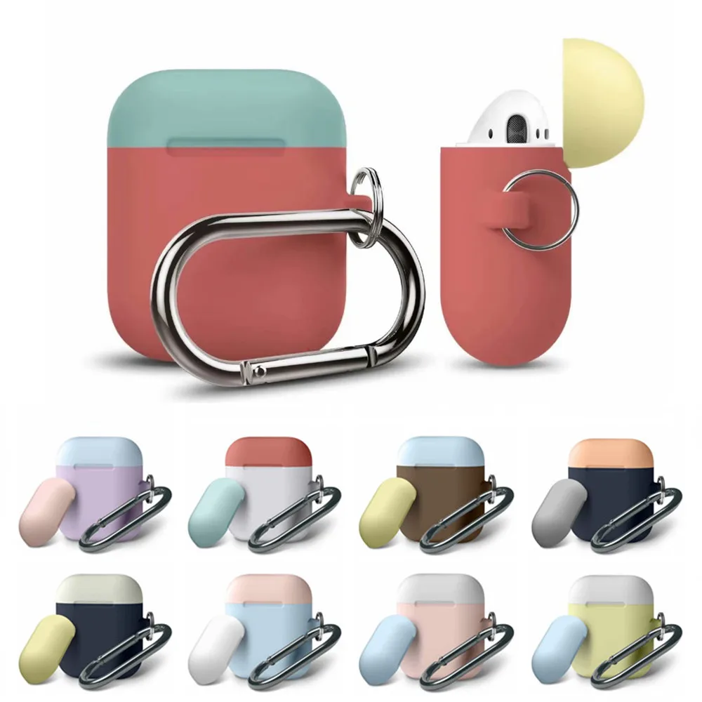 

Silicone TPU Wireless Earphone Case Protective Cover Skin Accessories for Apple Airpods Air Pods Charging Box + Hooks