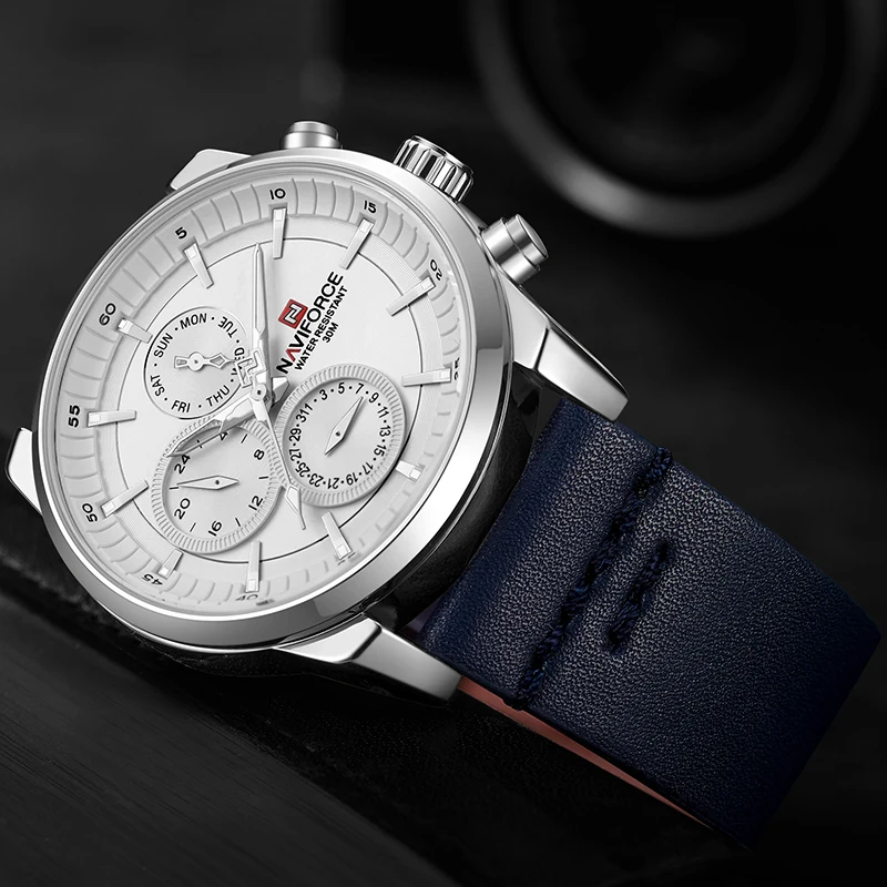 Kopen 2019 mannen Horloge NAVIFORCE Mode Analoge Quartz Horloges Lederen Band Klok Waterdichte Sport Mannen Horloges Relogio Masculino