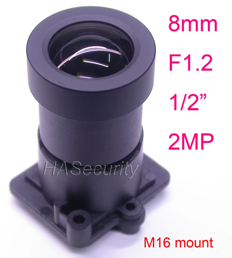 

Star Light F1.2 aparture 8mm LENs 2MP 1/2" format for image sensor IMX327,IMX307,IMX290,IMX291 camera PCB board module