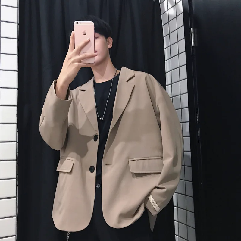 

2019 Spring And Summer New Men's Youth Japanese Version Of Harajuku Style Couple Loose Casual Solid Color Small Suit Jacket M-xl