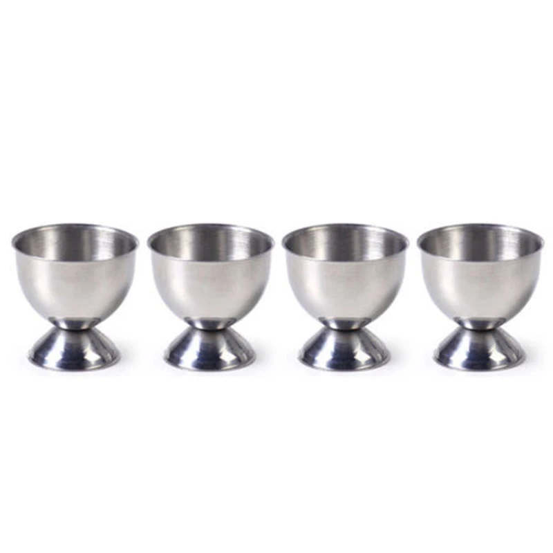 

4 Pcs/set Stainless Steel Egg Cup Holder Soft Boiled Eggs Stand Storage Silver