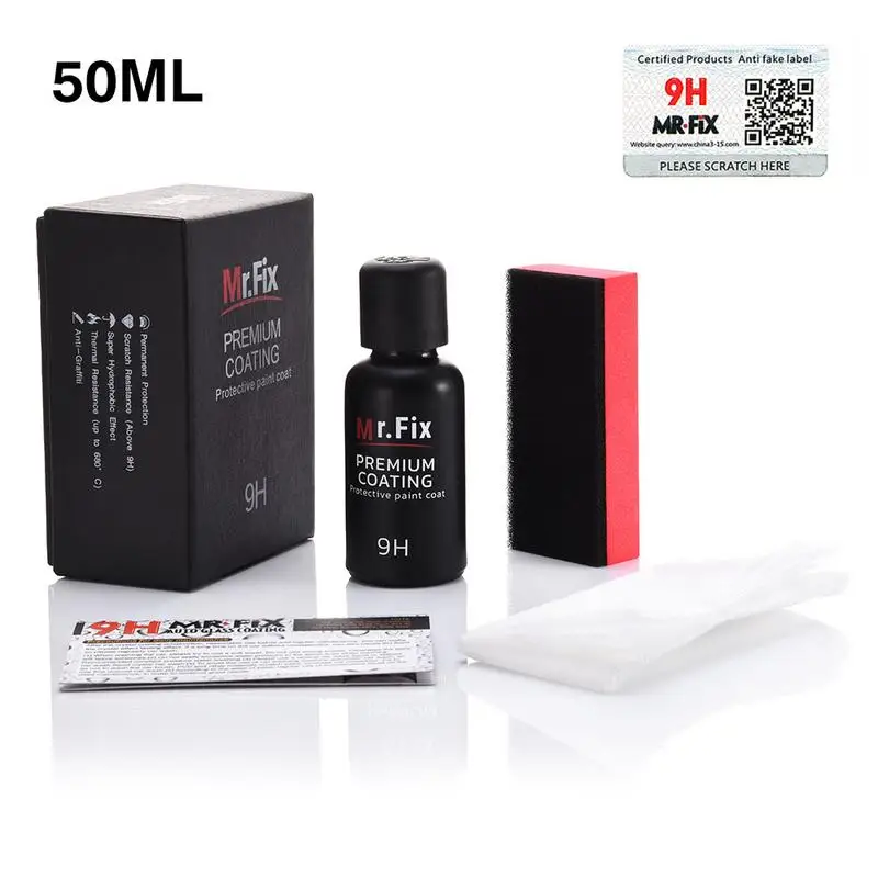 

30ML / 50ML Mr. Fix Upgraded 9H Car Polish Liquid Ceramic Coat Super Hydrophobic Coating Crystal Set Auto Detailing Glasscoat