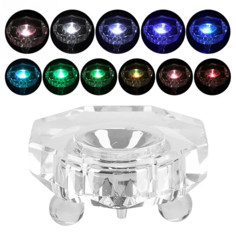 

Luminous LED Glass Lamp Base Light Crystal Glass Transparent Objects Display Colorful Round Stand Base 110-240V