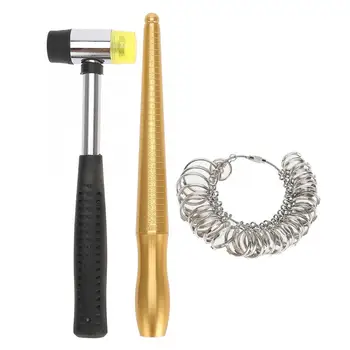 

Cosplay Accessory 3pcs / Set Ring Mandrel Sizer Finger Measuring Stick Handle Hammers Jewelry Tools