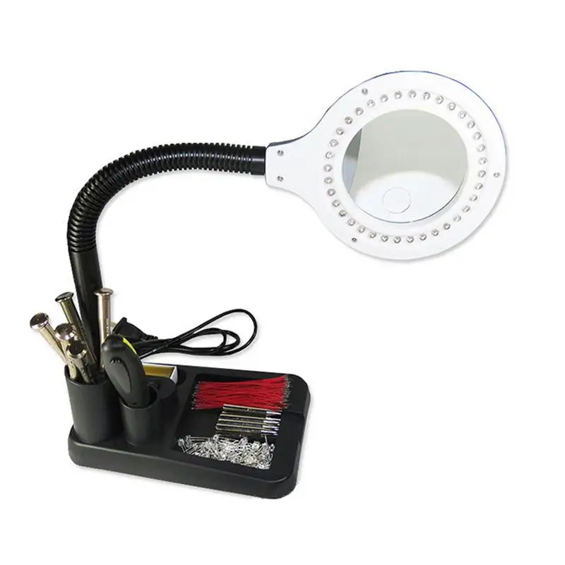 

Multi-functional Welding LED Magnifier Lamp Light 5X 10X Magnifying Desktop Loupe Repairing Tools Soldering Iron Bracket