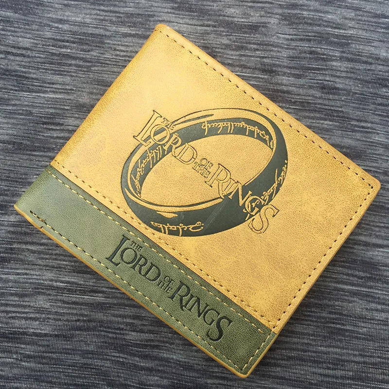 Властелин колец монет кошелек короткие визитница двойного сложения слоев денежные карты коричневый кожаный кошелек Для мужчин отаку