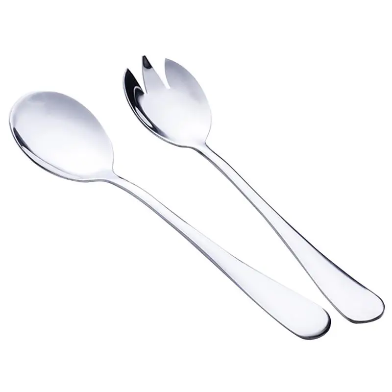 

2PCS Heavy Duty Stainless Steel Salad Fork and Spoon Serving Set for Party Home Restaurant