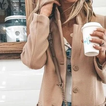 Khaki Slim Long Wool Blends Coat For Women 2018 Winter Lapel Outerwear Jacket Solid Pocket Single-Breasted Woollen Clothing Khaki Slim Long Wool Blends Coat For Women 2018 Winter Lapel Outerwear Jacket Solid Pocket Single-Breasted Woollen Clothing