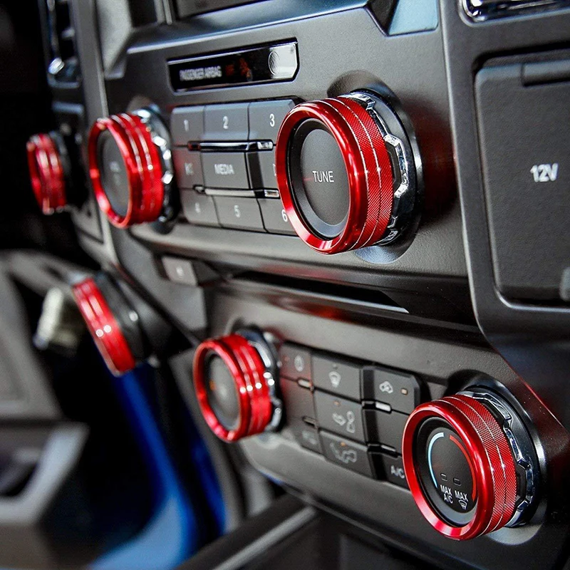 Автомобиль-Стайлинг кондиционер аудио чехол для пульта кнопка включения крышка Накладка наклейка для Ford F150 2018-2016 аксессуары