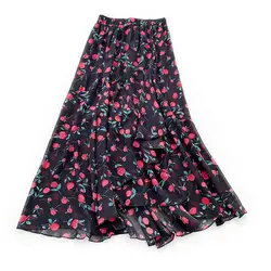 PEONFLY 2019 женские весенние длинные юбки модные с цветочным принтом Высокая талия юбка Женская Повседневная нерегулярная плиссированная юбка
