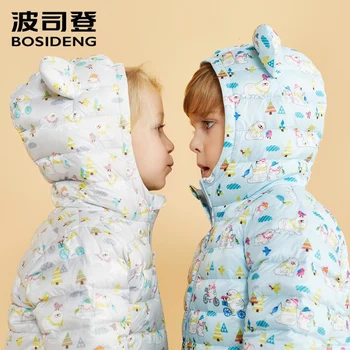 

BOSIDENG 2018 new kid boy girl early winter duck down coat ultra light down jacket bear ear hood cute waterproof T80131008