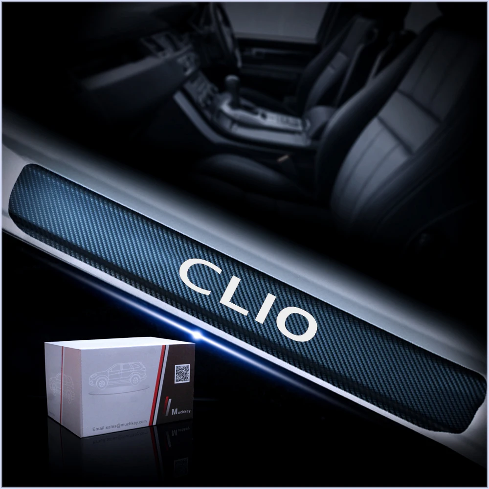 Наклейка из углеродного волокна для автомобиля Renault CLIO, защитная Накладка на порог для порога двери, наклейка, автомобильные аксессуары
