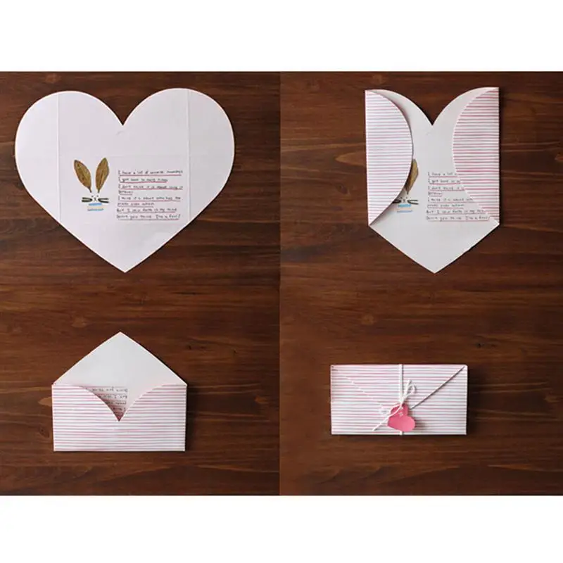  Greeting Cards Envelope Form Foldable Creative Stripe Pattern Invitation Card Valentine Day Card fo - 32975905038