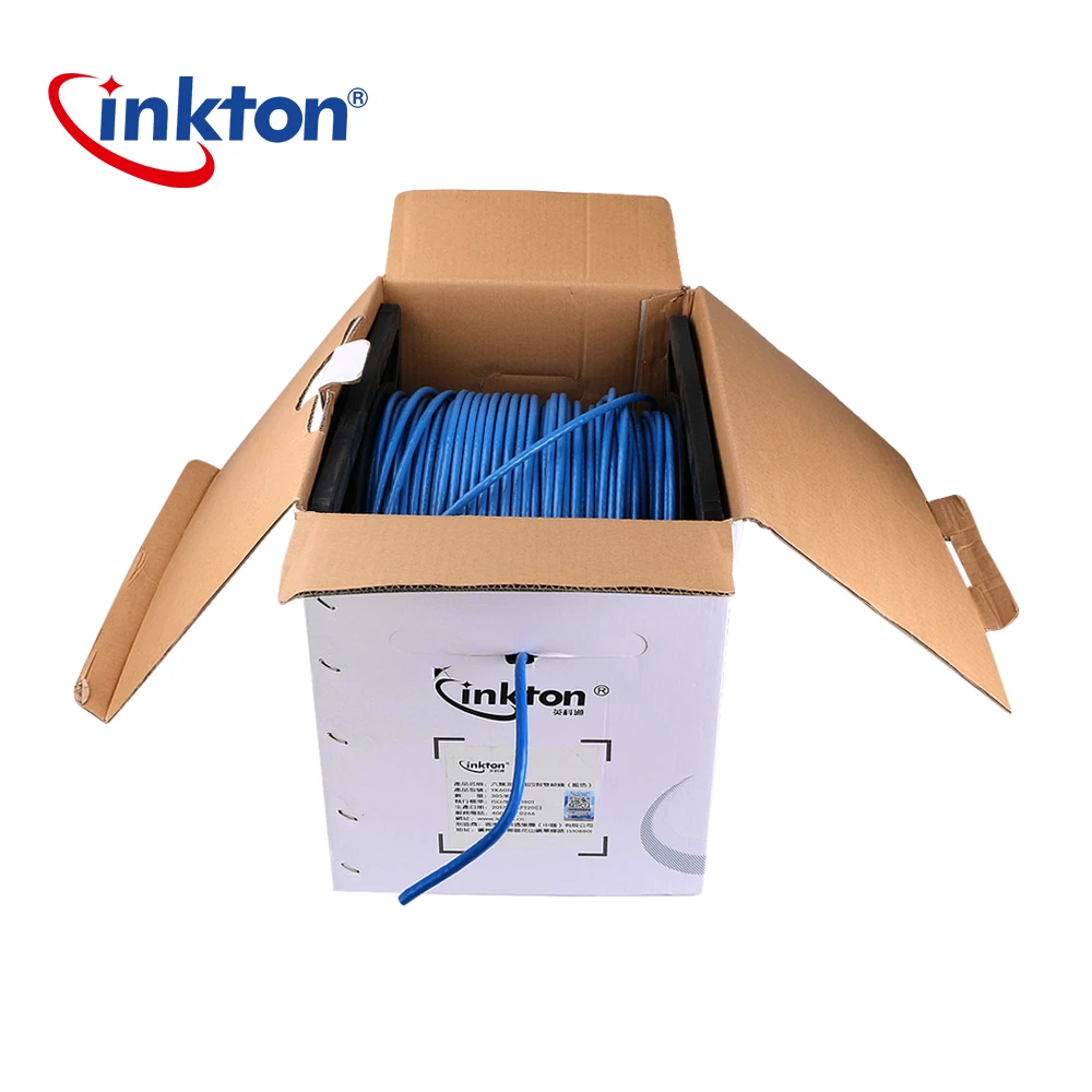 Cat6 Ethernet кабель 305 м синяя твердая голая медь оптом 550 мгц 23AWG 4 пары