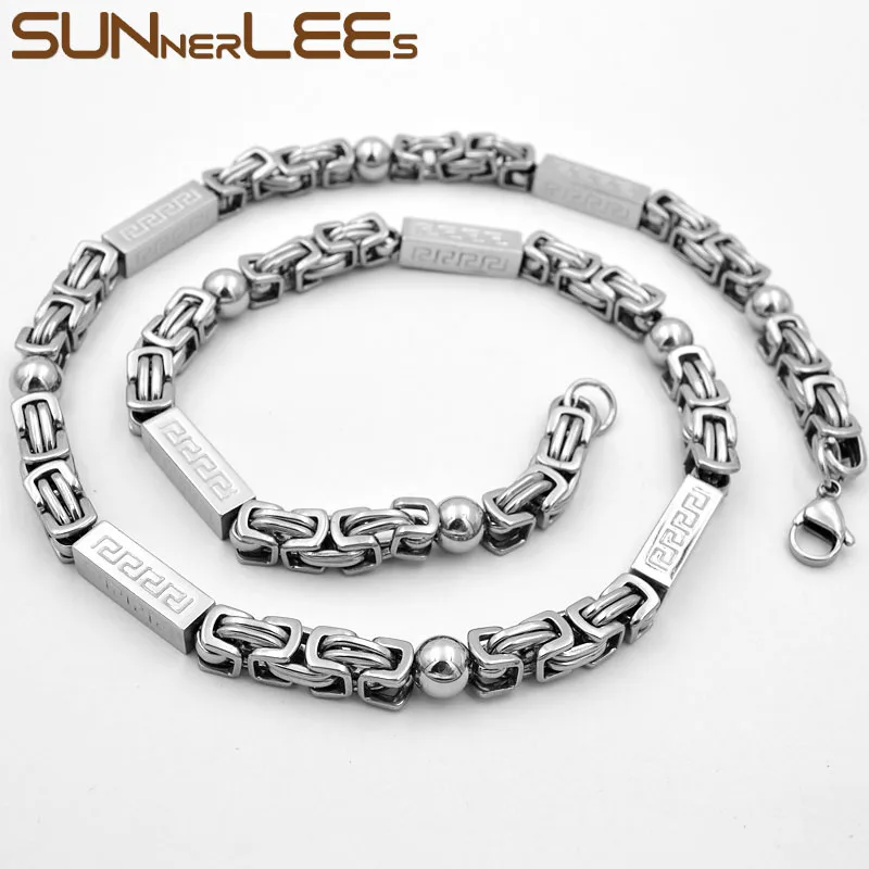 SUNNERLEES 316L ожерелье из нержавеющей стали 7 мм Геометрическая Византийская
