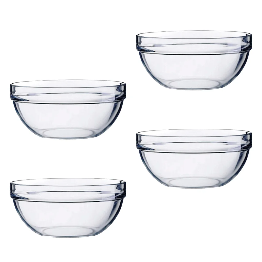 

4pcs/lot Salad Bowl Acrylic Thicken Transparent Round Bowl for Serving Fruit Vegetable Snack (14x6cm)