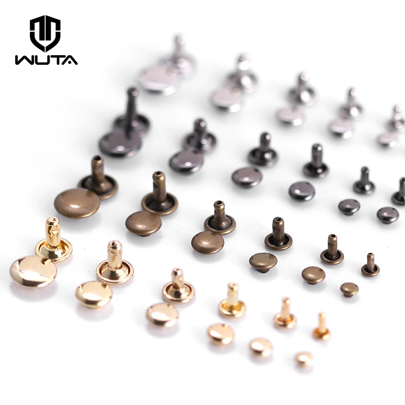 WUTA 50set/100set Pure Copper Double Cap Rivet Brass Round Stud Spike