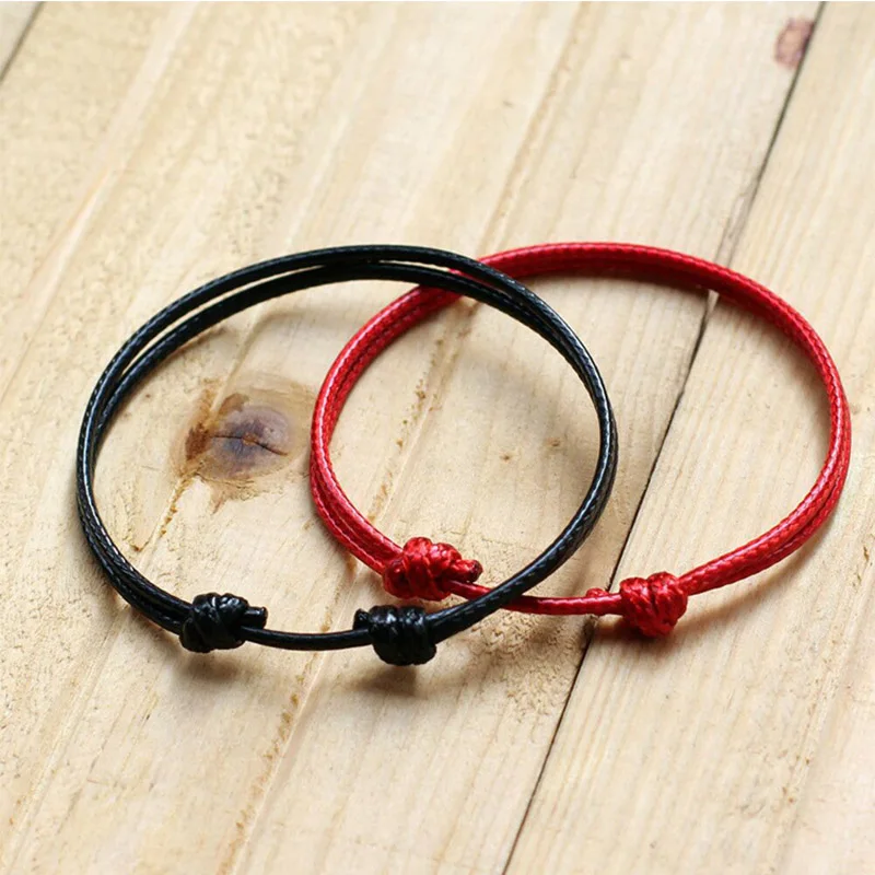 

Bracelet 1PC/2PCS Couples Adjustable Girls Cross Black Red Rope Chain Handmade Valentines Gift High Quality Knot Unique