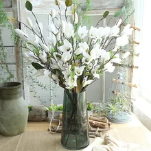 Искусственные 9-модель головы цветок магнолии букет поддельные цветы дома Свадебные украшения белый/розовый/зеленый/красный