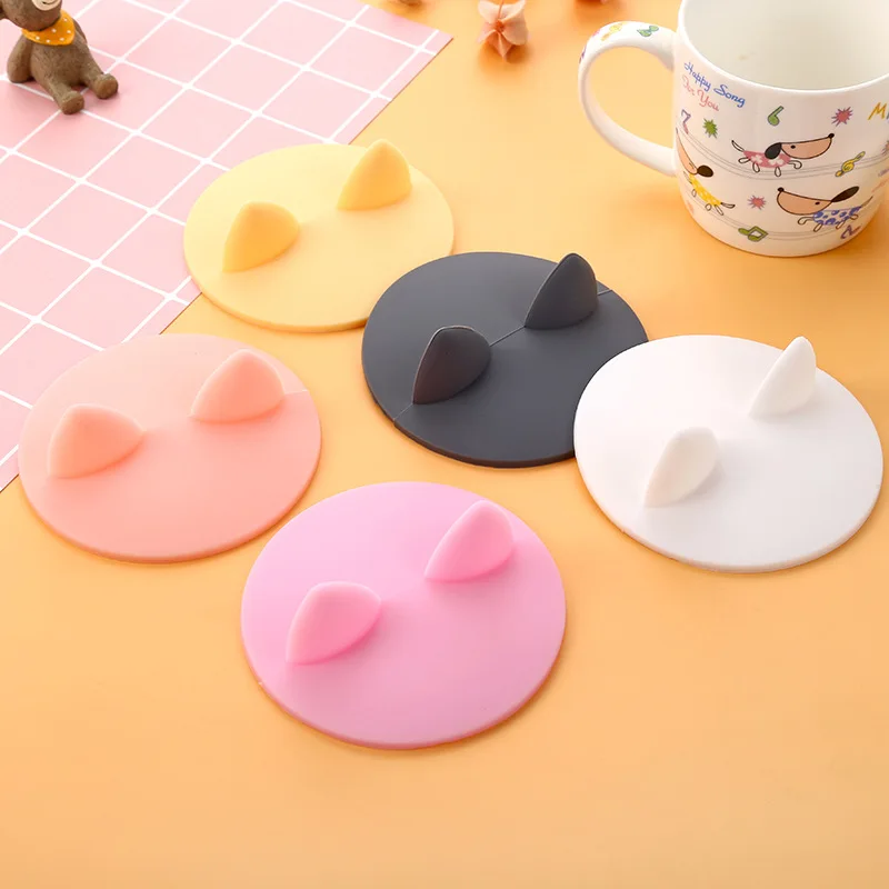 

Food-Grade Silicone Cat Ears-Shaped Heat-Resistant Silicone Lid Cups Coffee Bowl Anti-Dust Lids For Tea Cup Cover