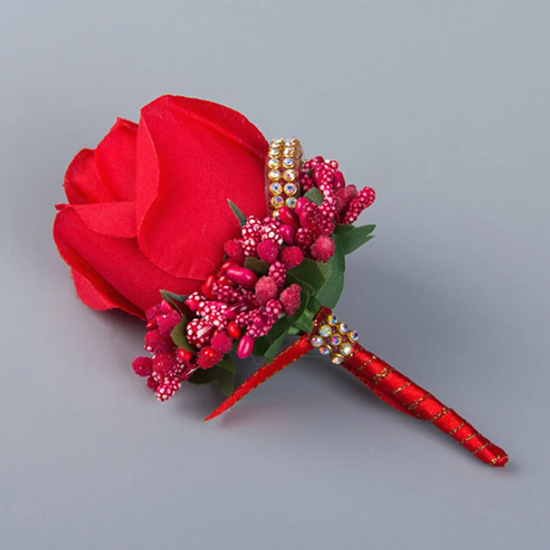 

Wedding Rose Corsage Bouquet Groom Man Boutonniere Prom Party High Quality