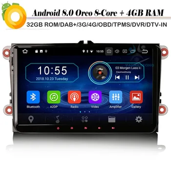 

Octa Core Android 8.0 Autoradio Car Radio player Sat Nav DAB+ Bluetooth WiFi 4G GPS USB DVR OBD2 for Amarok PASSAT EOS T5 Vento