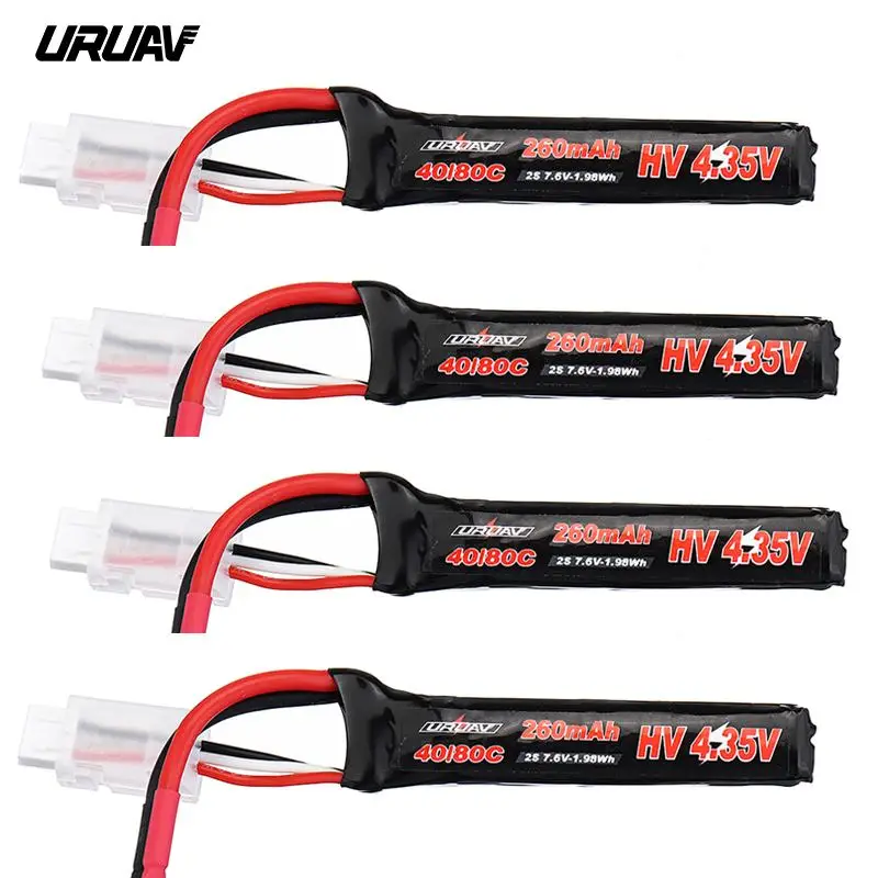 

2PCS/4PCS URUAV 7.6V 260mAh 80C/160C Lipo Battery 2S HV 4.35V XT30 Plug RC Battery for BETAFPV Whoop Quadcopter