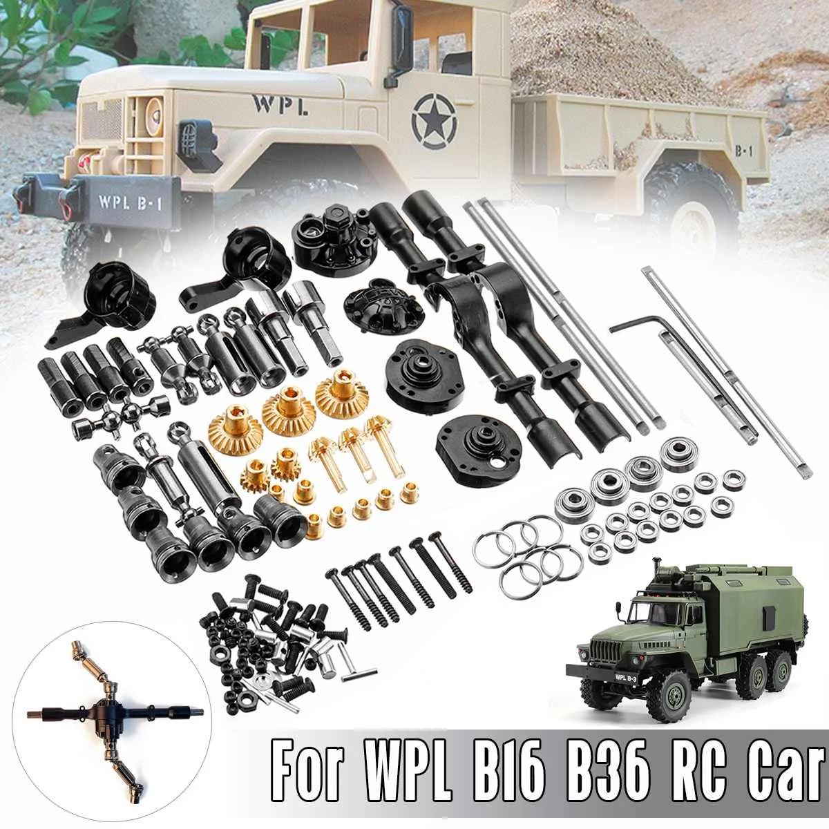 

Middle Bridge Axle Parts Replacement Metal OP Accessory Full Set For WPL B16 B36 RC Car DIY Remote Control Parts Accessories