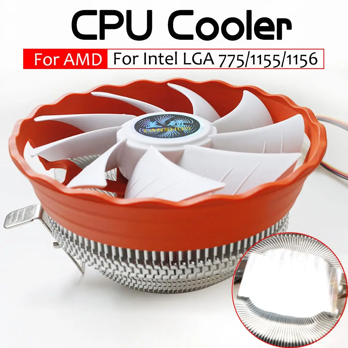 مروحة تبريد لوحدة المعالجة الرئيسية 12 V تحمل الهيدروليكية غرفة التبريد RGB مروحة الكمبيوتر PC حالة التبريد المبرد ل إنتل LGA 775 1150 1155 1156 AMD1150