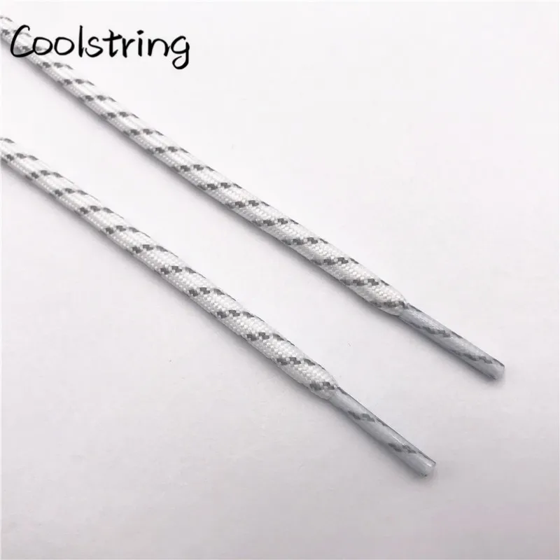 Coolstring Round Striped Rope Laces Beige White Bootlaces Polyester Shoelace Shoestring For Roller Skates Hiking Outdoor Shoes