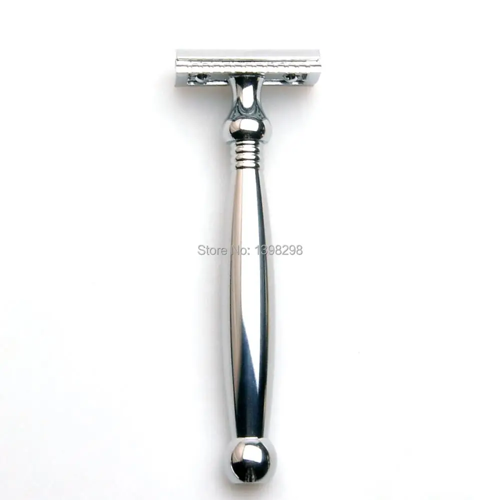 

CSB Long Handle Classic Safety Razor Double Edge Mens Shaving Razor Chrome Metal Handle, 1 Razor & 10 blades