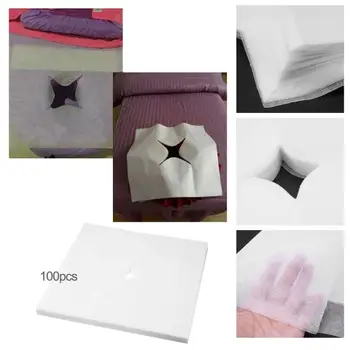 

100Pcs Disposable White Non Woven Fabric Face Pad Spa Pillow Cover Towel Face Rest Overlay Pad Massage Medical Beauty Hole Pad