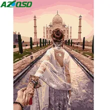 AZQSD картина маслом рисунки церкви по номерам на холсте настенные картины бескаркасные DIY настенные художественные украшения дома Пейзаж