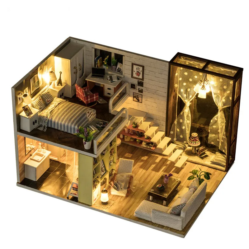 

Manualidades DIY Hut Concise Urban Manual Make Villa Model Originality House educational Toys For Children