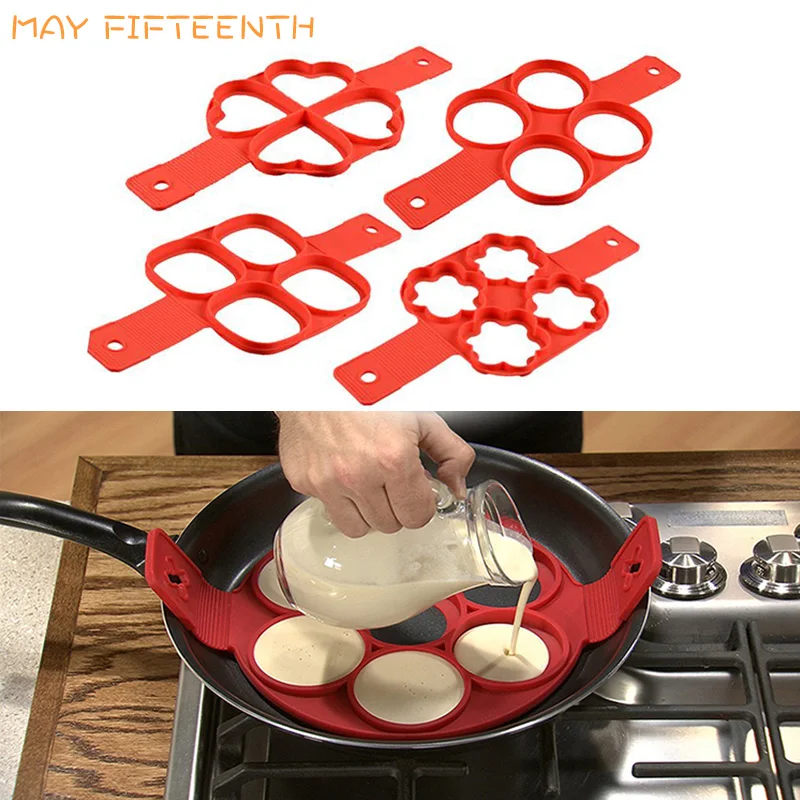 

Kitchen Flip Cooker Silicone Egg Pancake Maker Pie Molds Pie Ring Omelette Fried Egg Moulds Pastry Baking Tools BK259