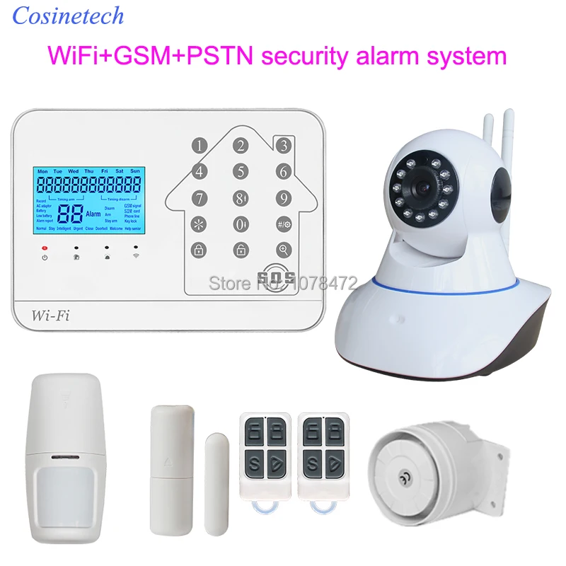 High quality GSM PSTN WiFi alarm system,APP control home security alarm system work with IP camera,PIR sensor,siren door contact
High quality GSM PSTN WiFi alarm system,APP control home security alarm system work with IP camera,PIR sensor,siren door contact