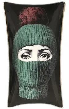 

Retro Classical Plate Small Jewelry Storage Dish Beauty Ornaments Tray Rectangular Ashtray With Gold Edge