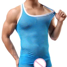 Мужская майка полосатая дышащая майка для бега фитнес без рукавов Прозрачные сетчатые трусы для спортзала мужские свободные спортивные топы