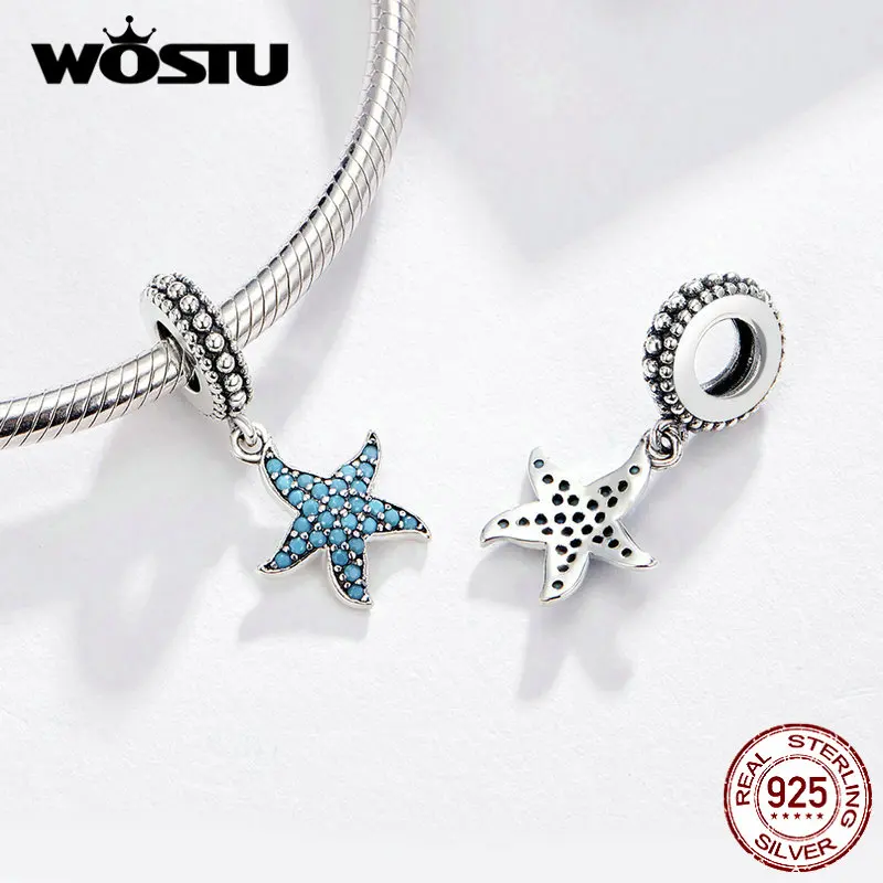 Женская плавающая подвеска WOSTU из стерлингового серебра 925 пробы с синими