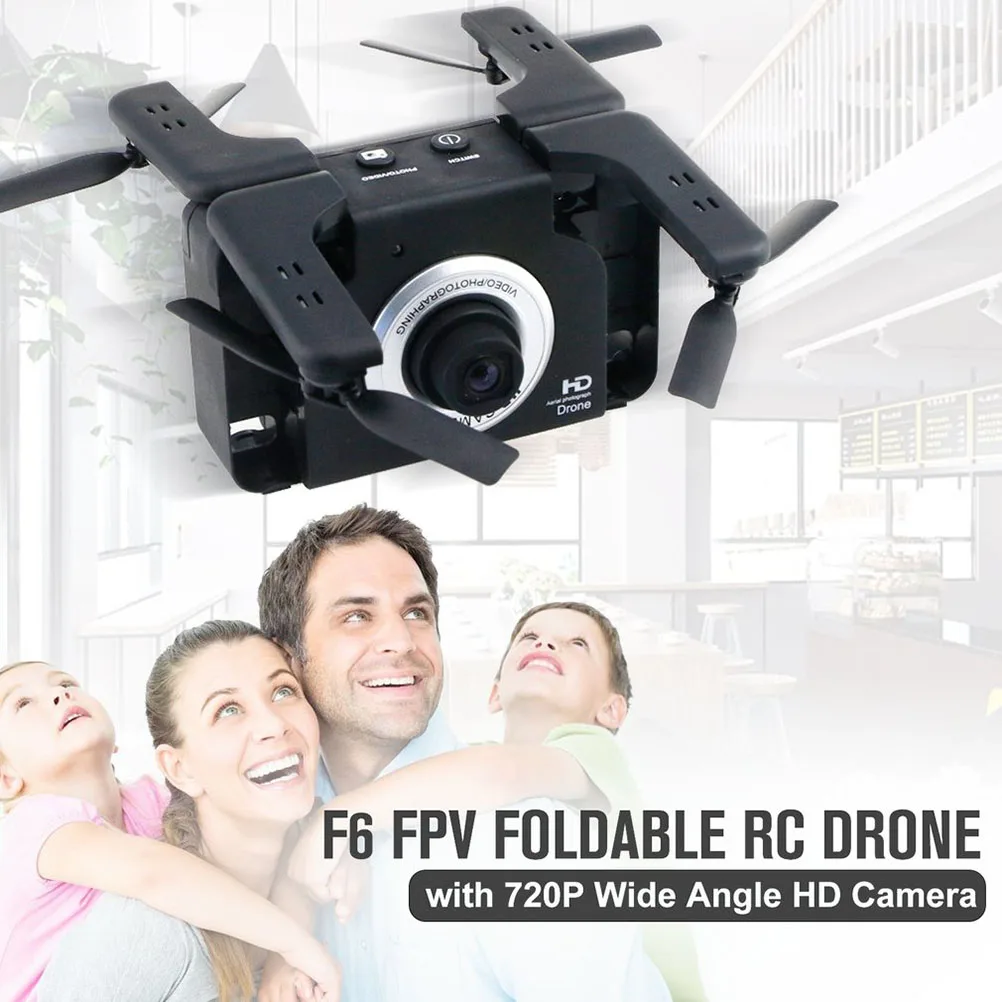 

drone with camera 2 in 1 F6 Wide Angle Camera Cam FPV Foldable RC Drone Aircraft Gesture Selfie Headless Mode Drone RC Plane