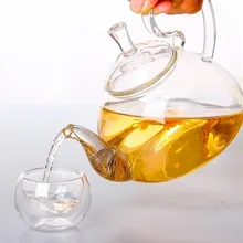 Tasse à thé en verre fleuri 250ml 600ml 750ml 1200ml | 1011 ml, résistant à la chaleur, poignée haute, théière Jn