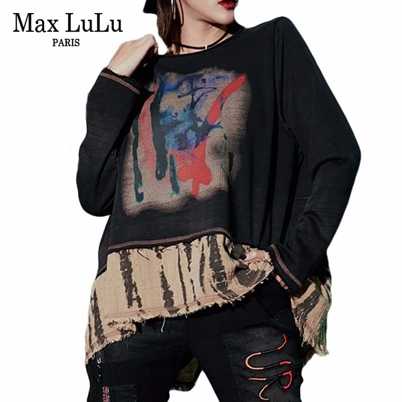 Max LuLu 2019 Весна Роскошные Японии женские винтажные топы футболки Женский