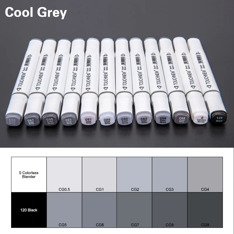 

TOUCHNEW 12/30Color Cool Gray Marker Warm Gray Marker Set Dual Tips Alcohol Based Art Marker for Drawing Manga Mark Art Supplier
