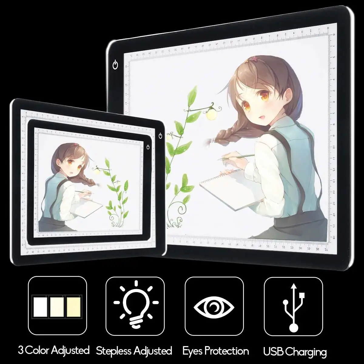 Three-Level Dimming Digital Graphic Tablet A4 LED Drawing Board Light Box Ultra-Thin Pad Writing Tracing Painting Tablet