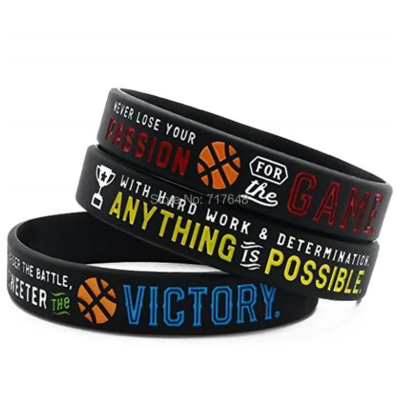 30pcs Basketball with Motivational Sayings wristband silicone bracelets free shipping by ePacket A | Украшения и аксессуары